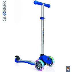 Самокат Y-SCOO Globber Primo Fantasy с 3 светящимися колесами Racing Navy Blue (Y-SCOO Globber, 6550rt) - миниатюра